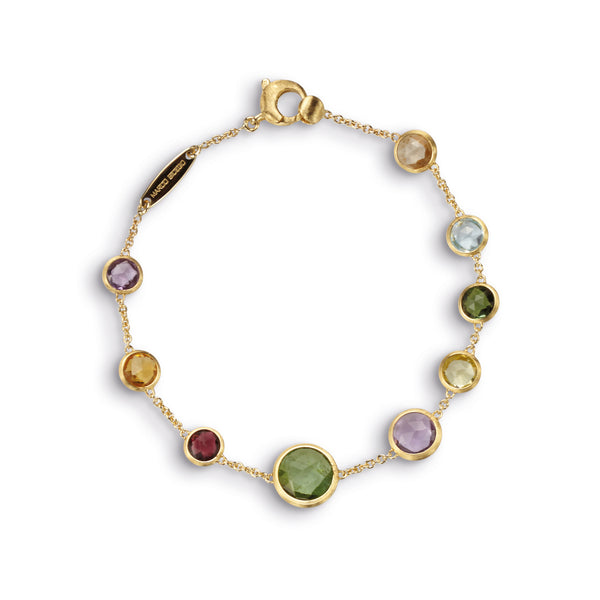 18K Yellow Gold Single Strand Mixed Gemstones Bracelet