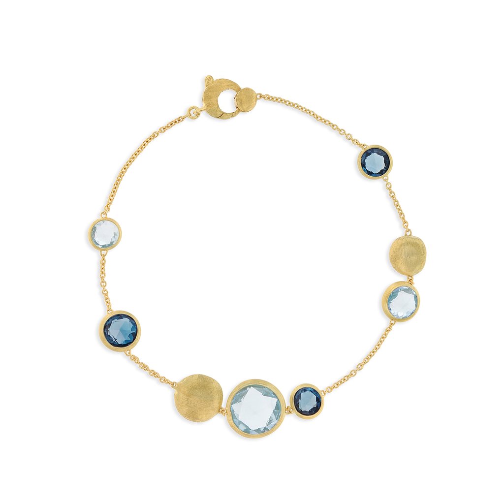 18K Yellow Gold and Mixed Blue Topaz Bracelet