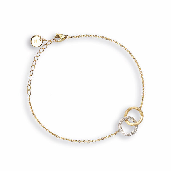 Jaipur Collection 18K Yellow and White Gold Diamond Round Link Bracelet