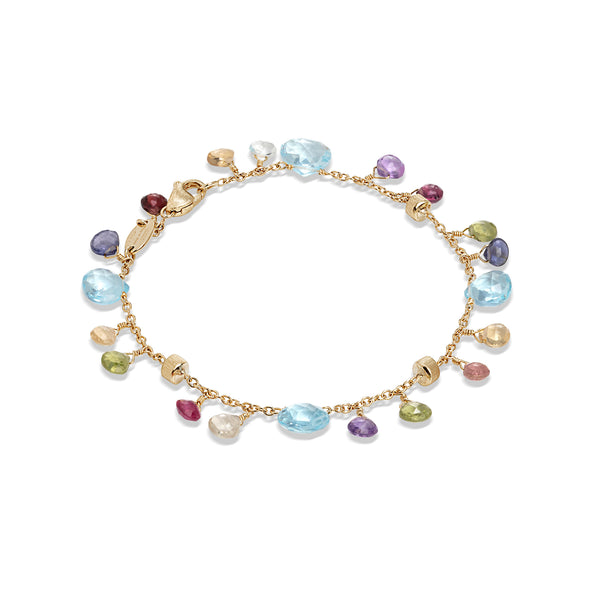 Paradise Collection 18K Yellow Gold Blue Topaz and Mixed Gemstone Single Strand Bracelet