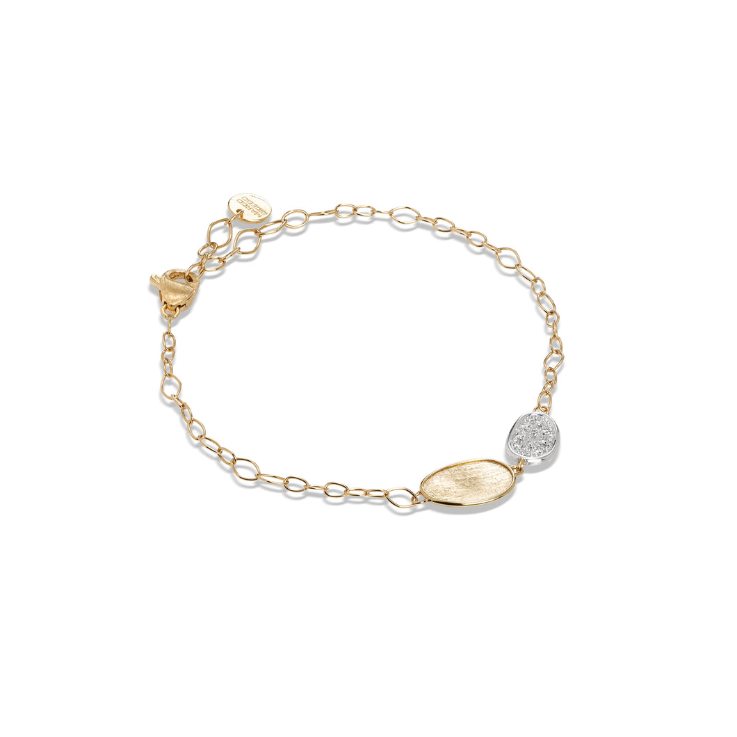 Lunaria Collection 18K Yellow Gold and Diamond Petite Double Leaf Bracelet