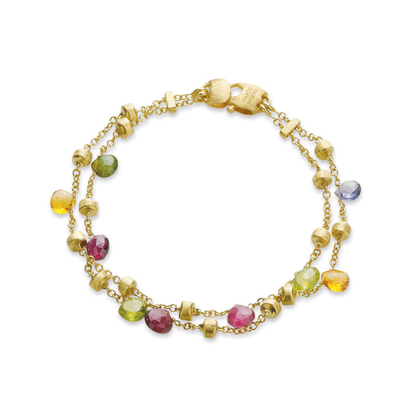 18K Yellow Gold 2-Strand Mixed Stone Bracelet