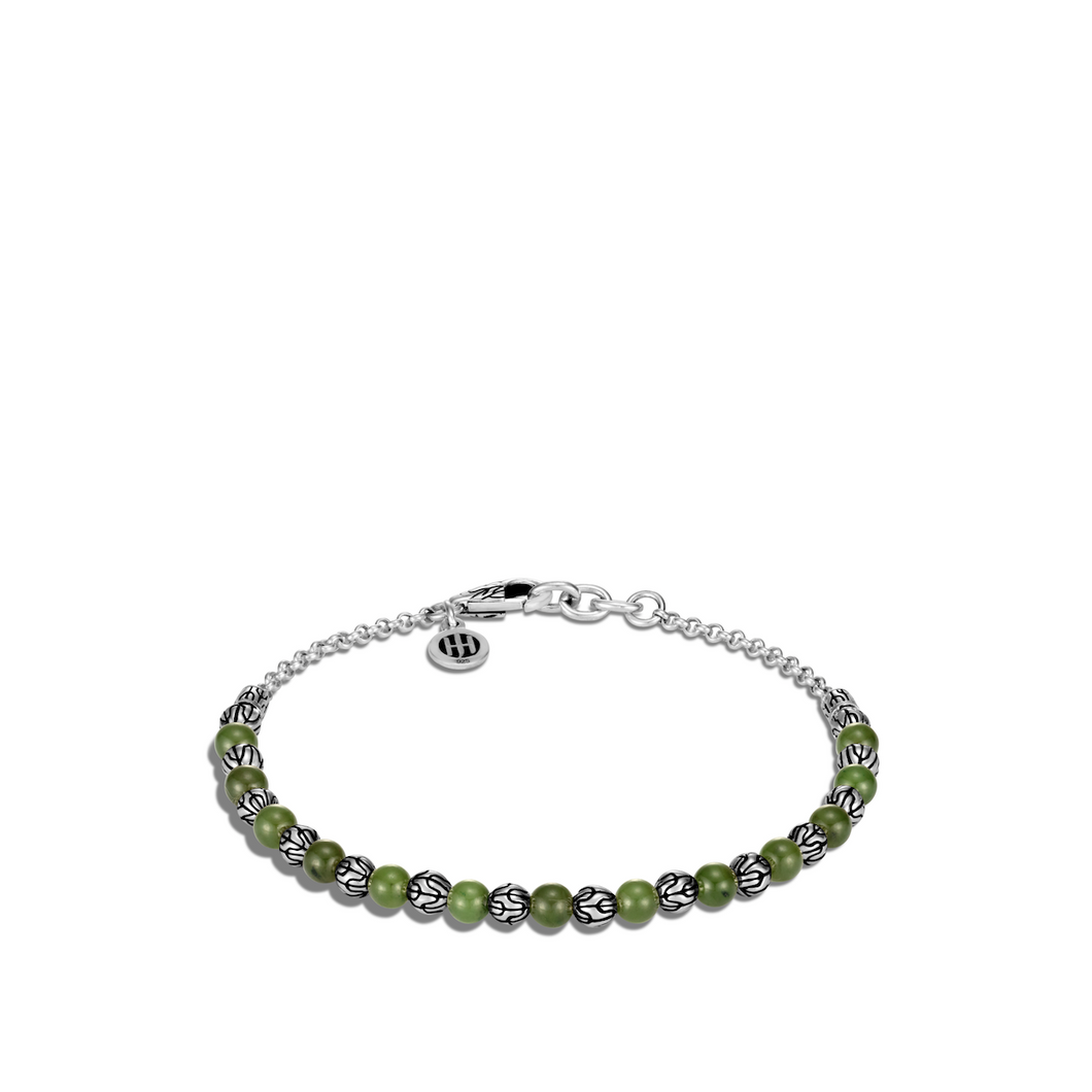 Classic Chain Bead Bracelet, Nephrite Jade