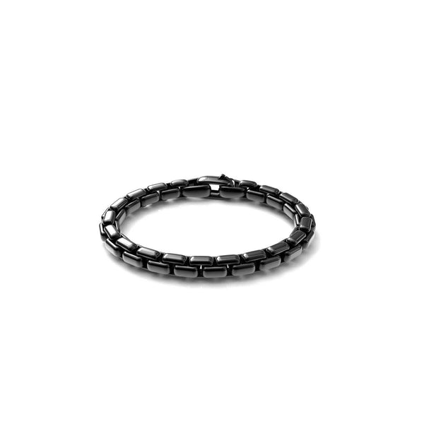 Box Chain Bracelet in Stainless Steel with Sterling Silver