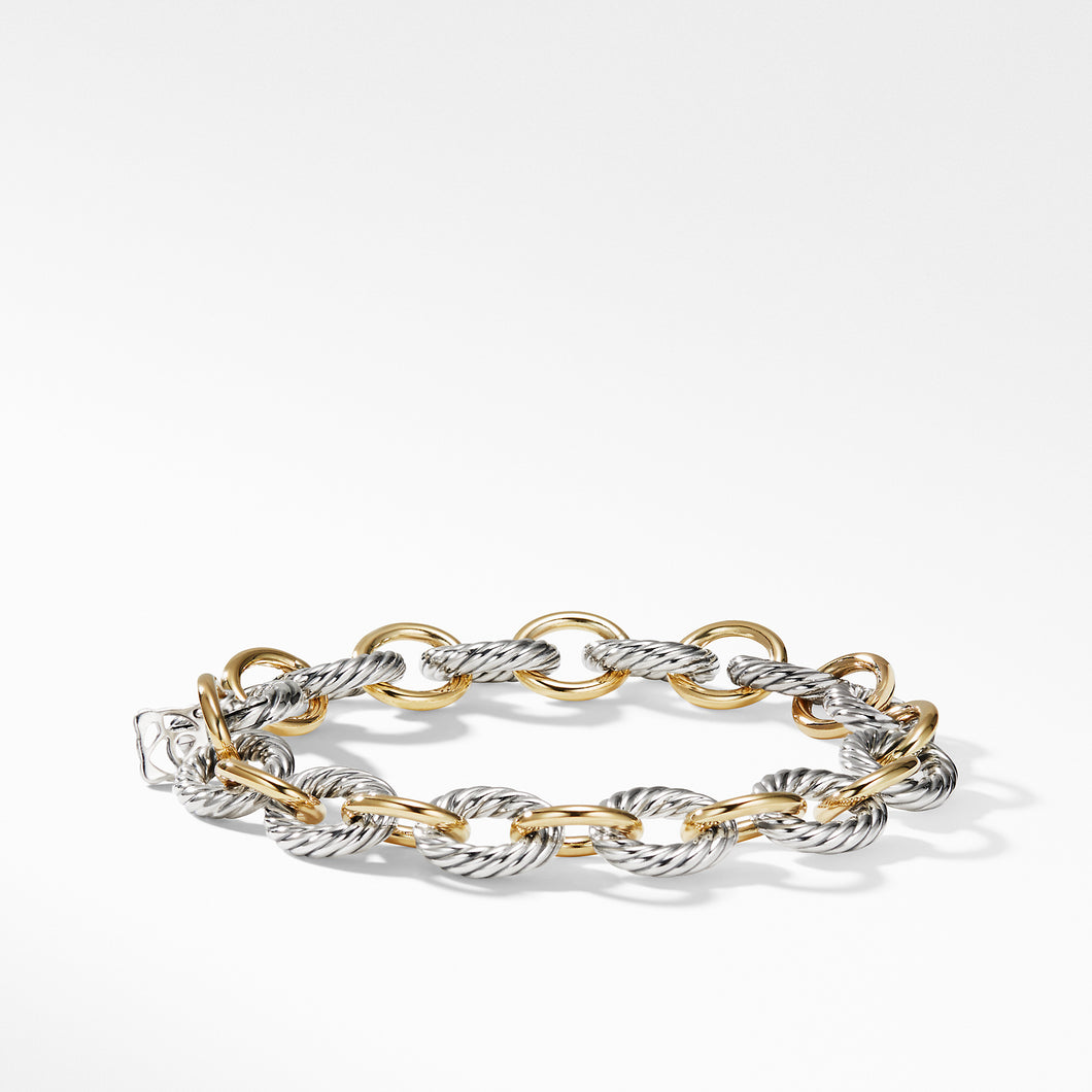 Oval Link Chain Bracelet in Sterling Silver with 18K Yellow Gold