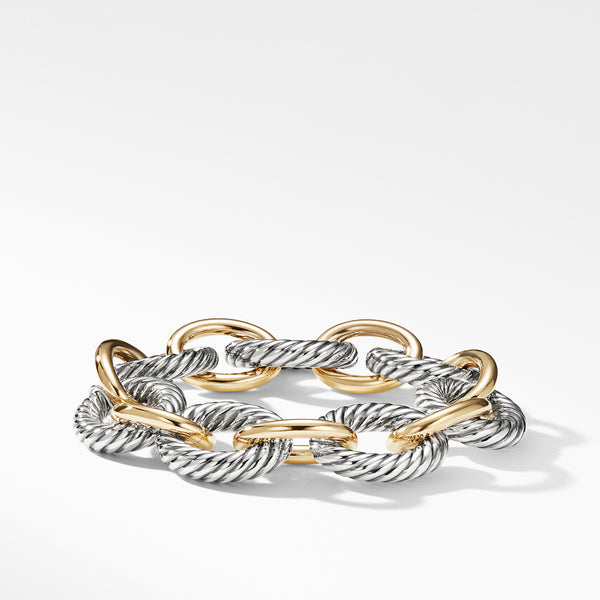 Oval Link Chain Bracelet in Sterling Silver with 18K Yellow Gold