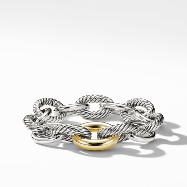 Oval Link Chain Bracelet in Sterling Silver with 18K Yellow Gold