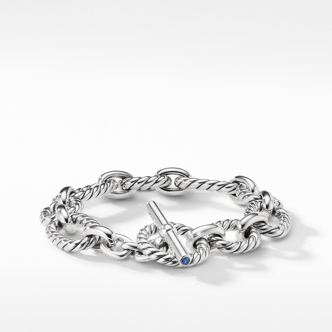 Cushion Link Bracelet with Blue Sapphires, 12.5mm
