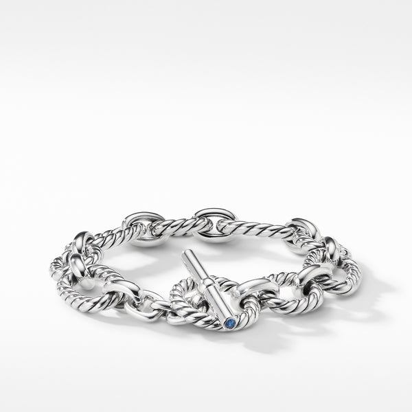 Cushion Link Bracelet with Blue Sapphires, 12.5mm