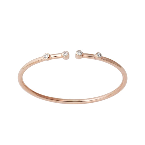 Flexible Diamond Bangle Bracelet 4 Stone - Rose Gold