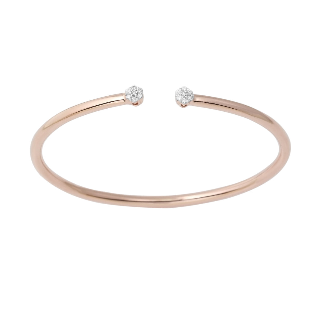 14K Rose Gold Flexible Cuff Diamond Cluster Bangle