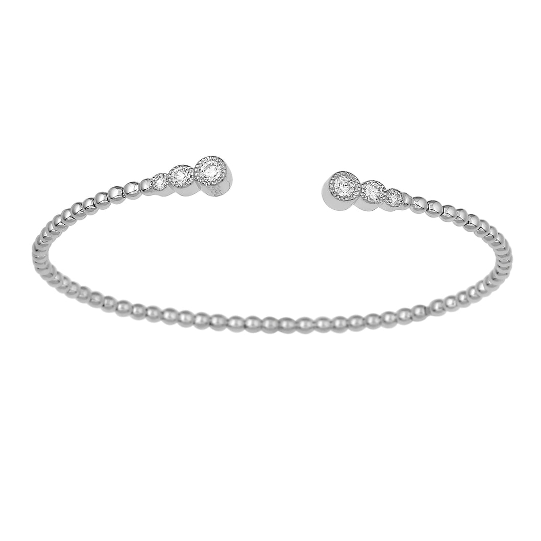 0.50CTTW Lab-Created Diamond Graduated Ends Beaded Cuff in 14K White Gold
