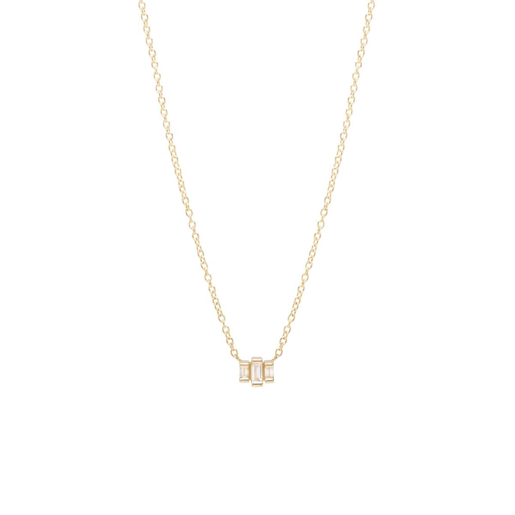 14K 3 STEPPED BAGUETTE NECKLACE