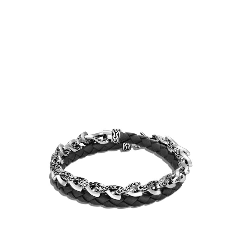 Asli Classic Chain Link Double Wrap Bracelet, Leather