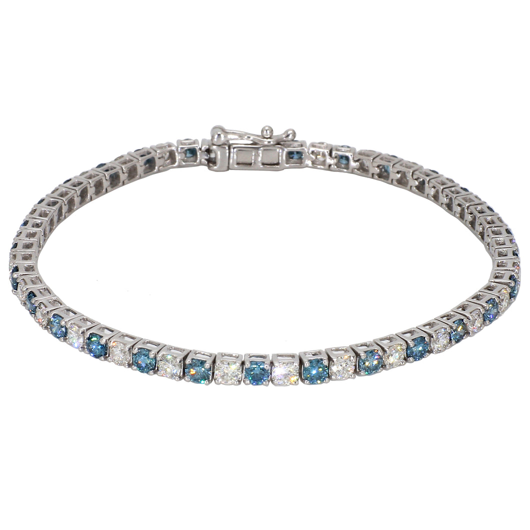 5.00 ctw.  Lab-Created Blue & White Diamond Tennis Bracelet in 14K White Gold