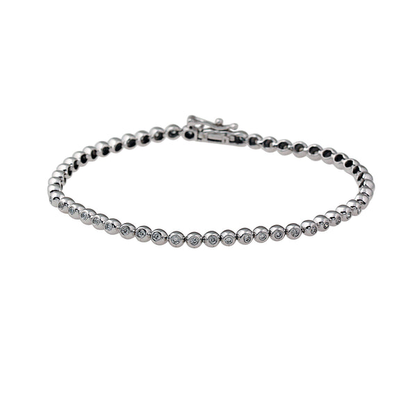 14K White Gold Bezel Set Diamond Tennis Bracelet (1.00 ct. tw.)