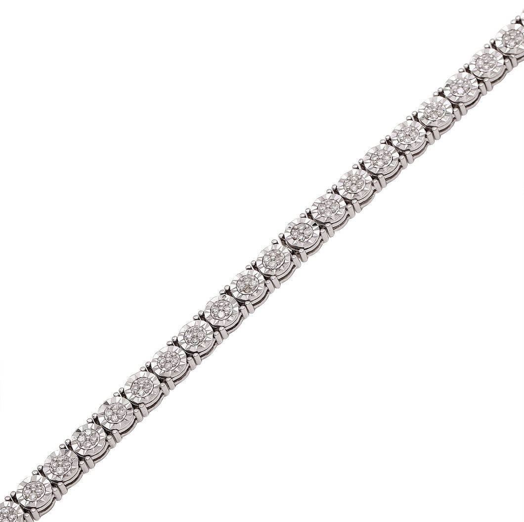 14K White Gold Diamond Cluster Tennis Bracelet (1.00 ct. tw.)