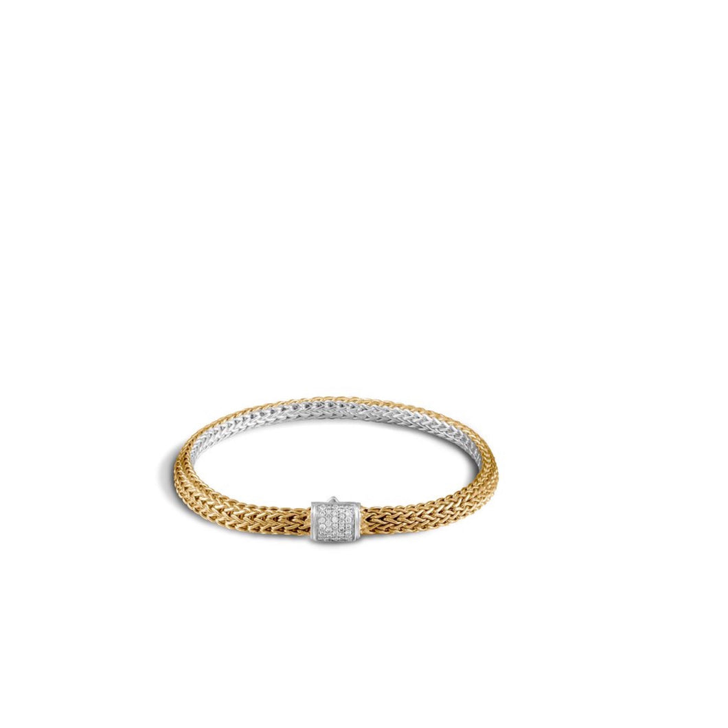 Classic Chain & Diamond Pave Clasp Bracelet