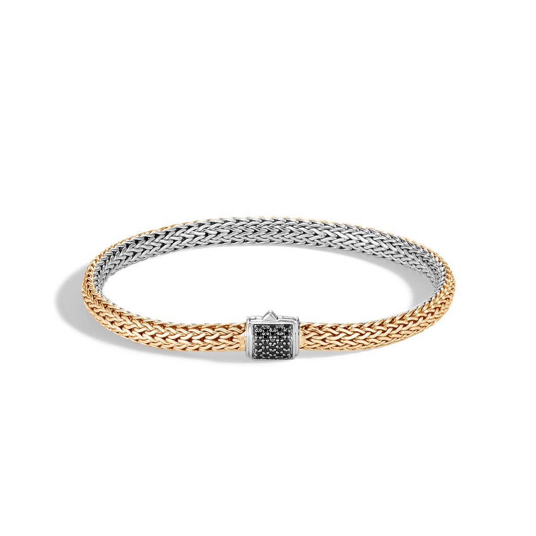 Classic Chain Reversible Bracelet with Black Spinel