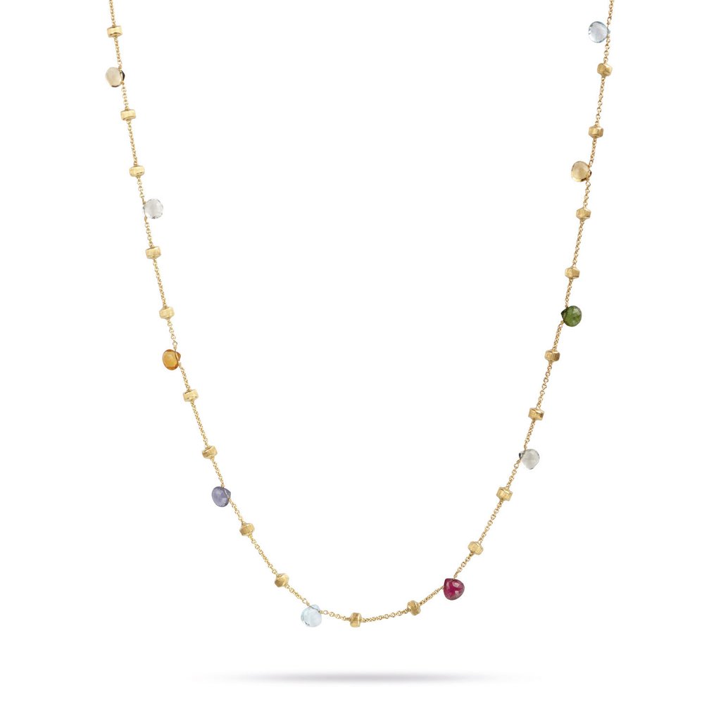 18K Yellow Gold  & Mixed Stone Long Necklace