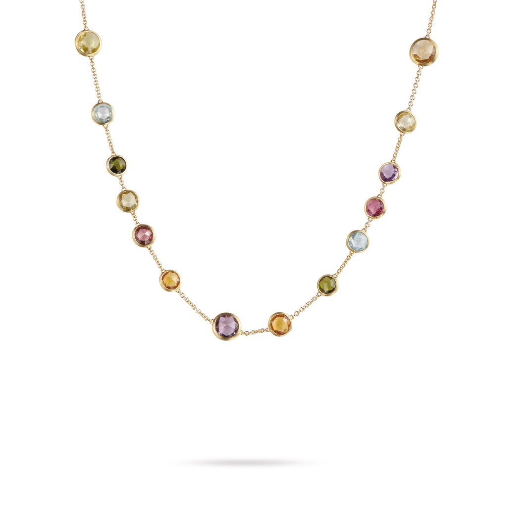 18K Yellow Gold & Mixed Gemstones Small Bead Necklace