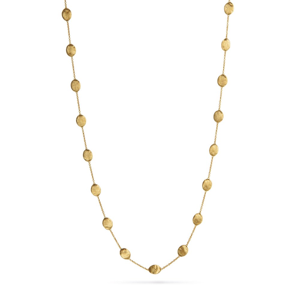 18K Yellow Gold  Large Bead Long Necklace
