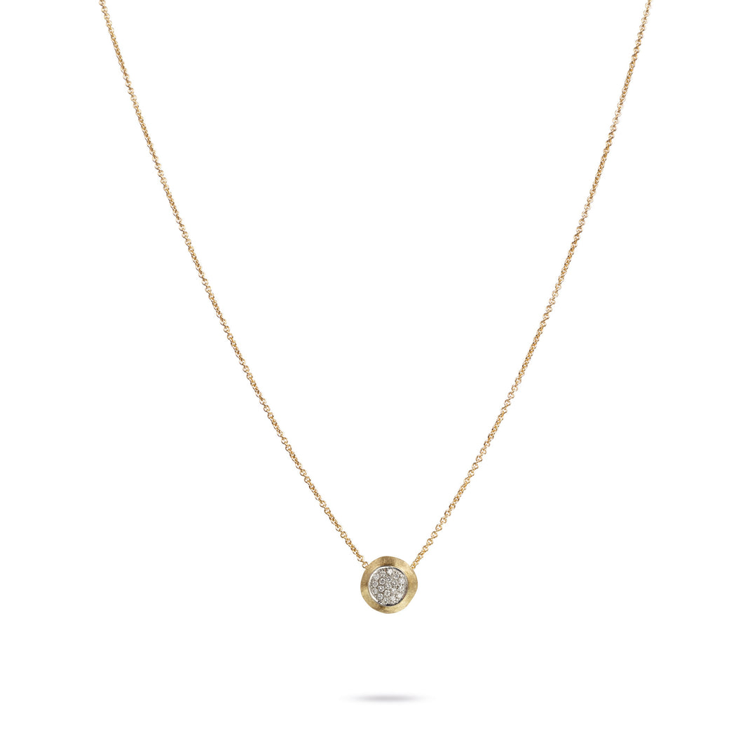 18K Yellow Gold Diamond Pave Necklace