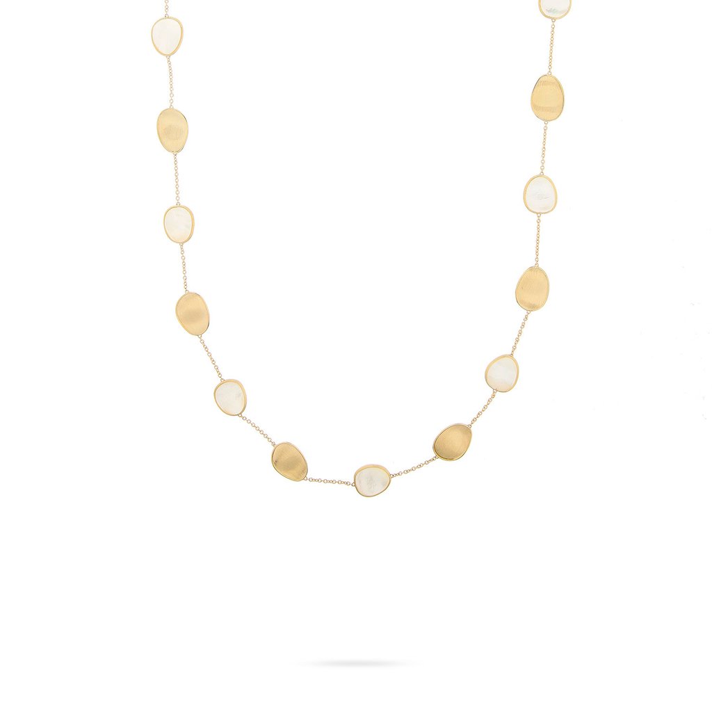 18K Yellow Gold  & White Mother of Short Necklace