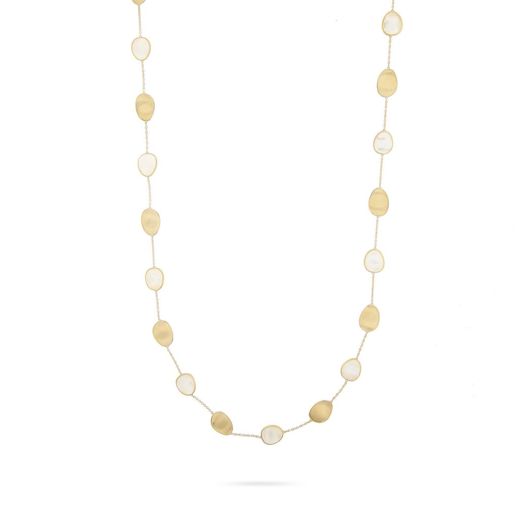 18K Yellow Gold  & White Mother of Long Necklace