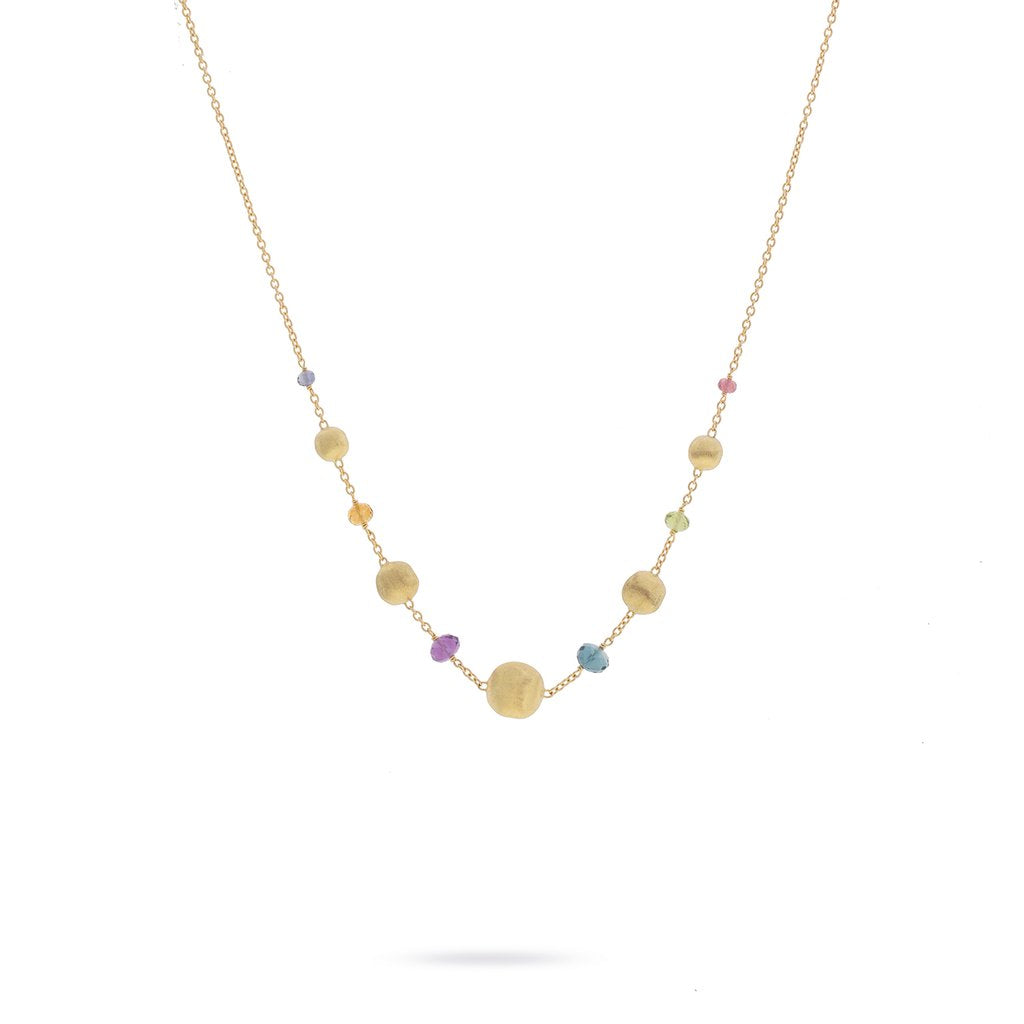 18k Yellow Gold and Multi-Colored Gemstone Necklace