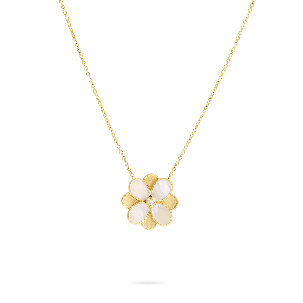 Petali Collection 18K Yellow Gold and Mother of Pearl Small Flower Pendant