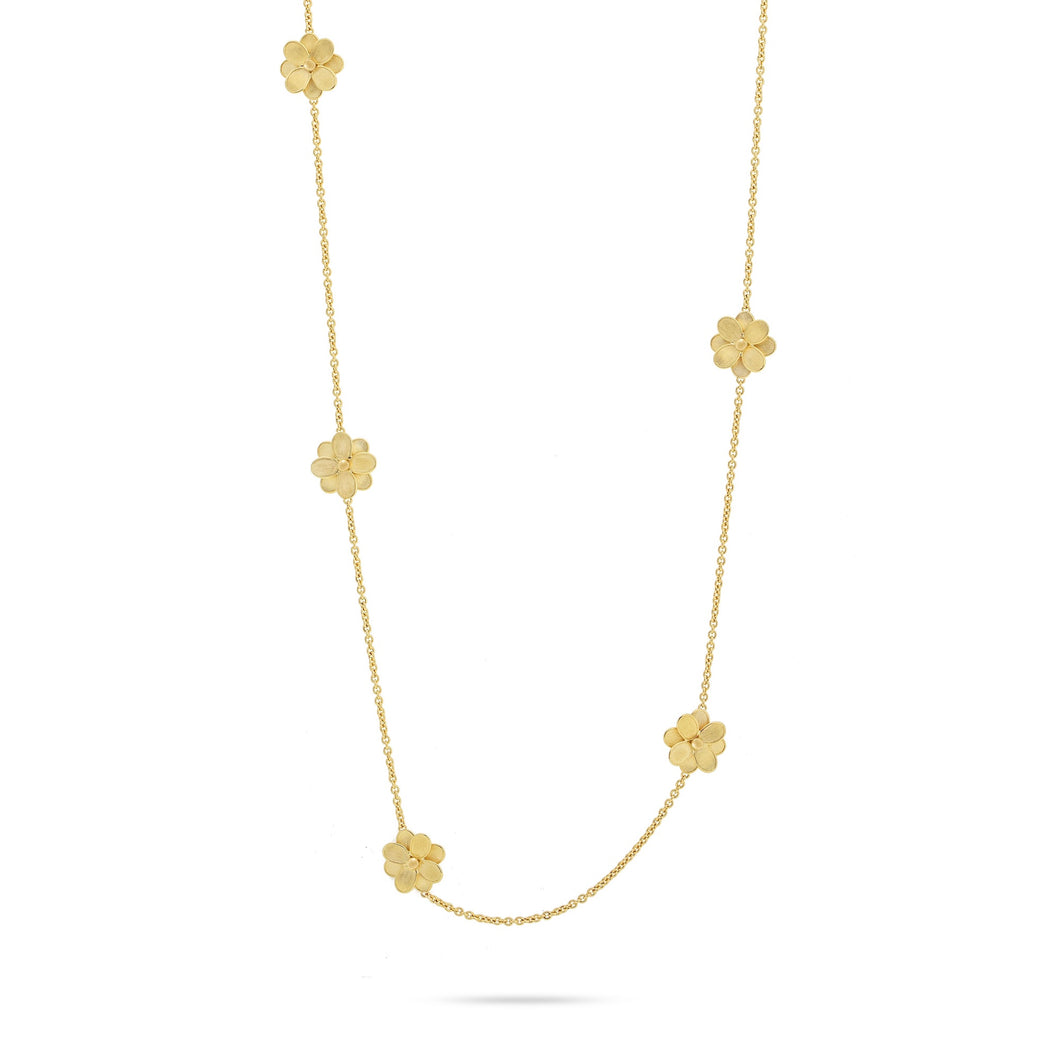18K Yellow Gold Long Flower Necklace