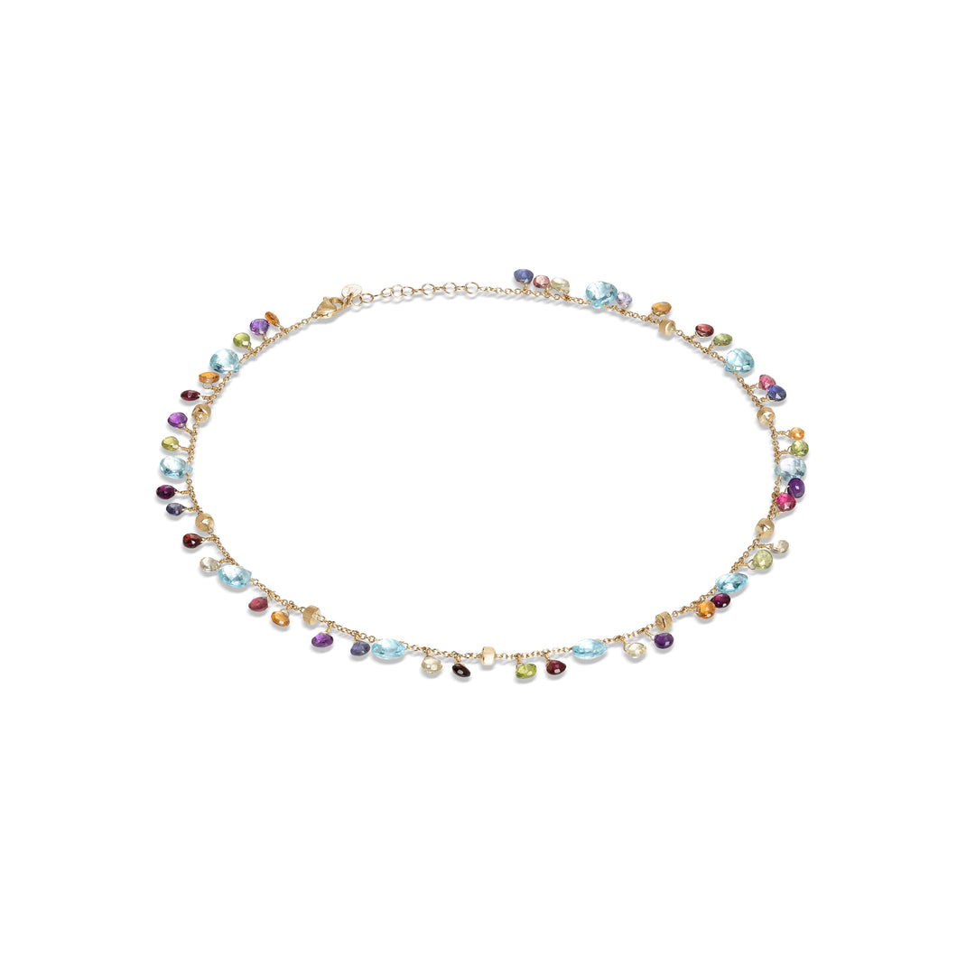 Paradise Collection 18K Yellow Gold Blue Topaz and Mixed Gemstone Single Strand Necklace