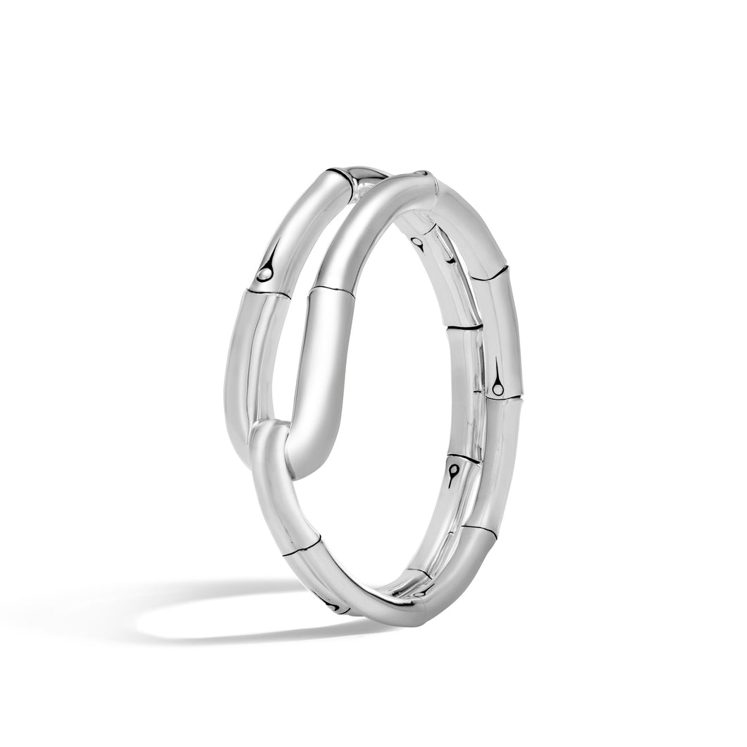 Bamboo 21MM Flex Cuff Bracelet in Silver