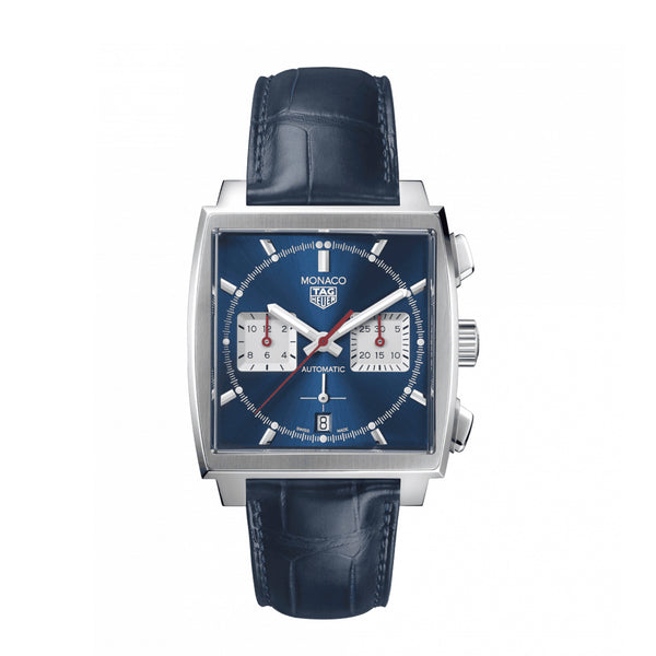 TAG Heuer Monaco Heuer 02 Automatic Mens Blue Leather Chronograph