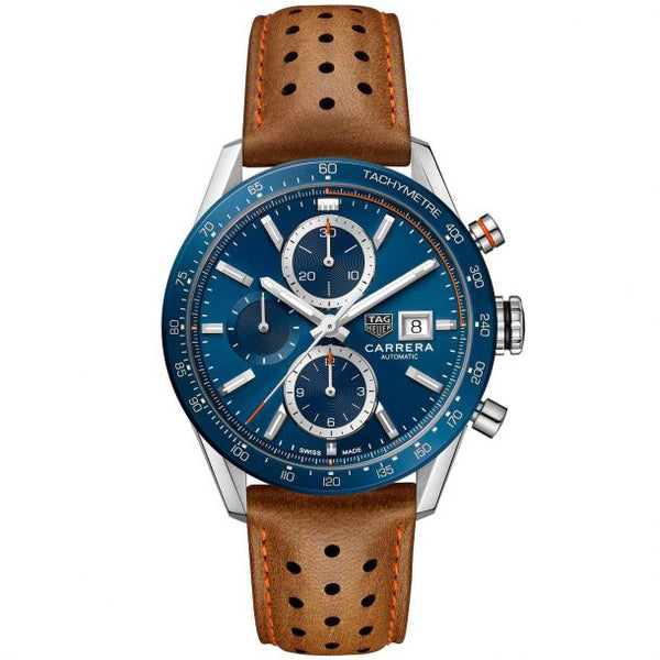 TAG Heuer Carrera Automatic Chronograph Brown Leather Mens Watch