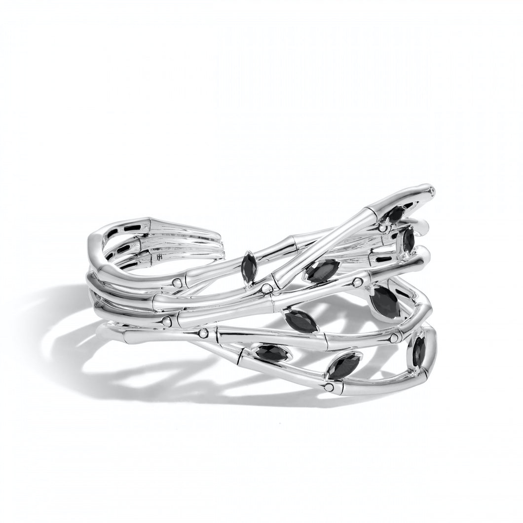 Bamboo Flex Cuff with Black Spinel