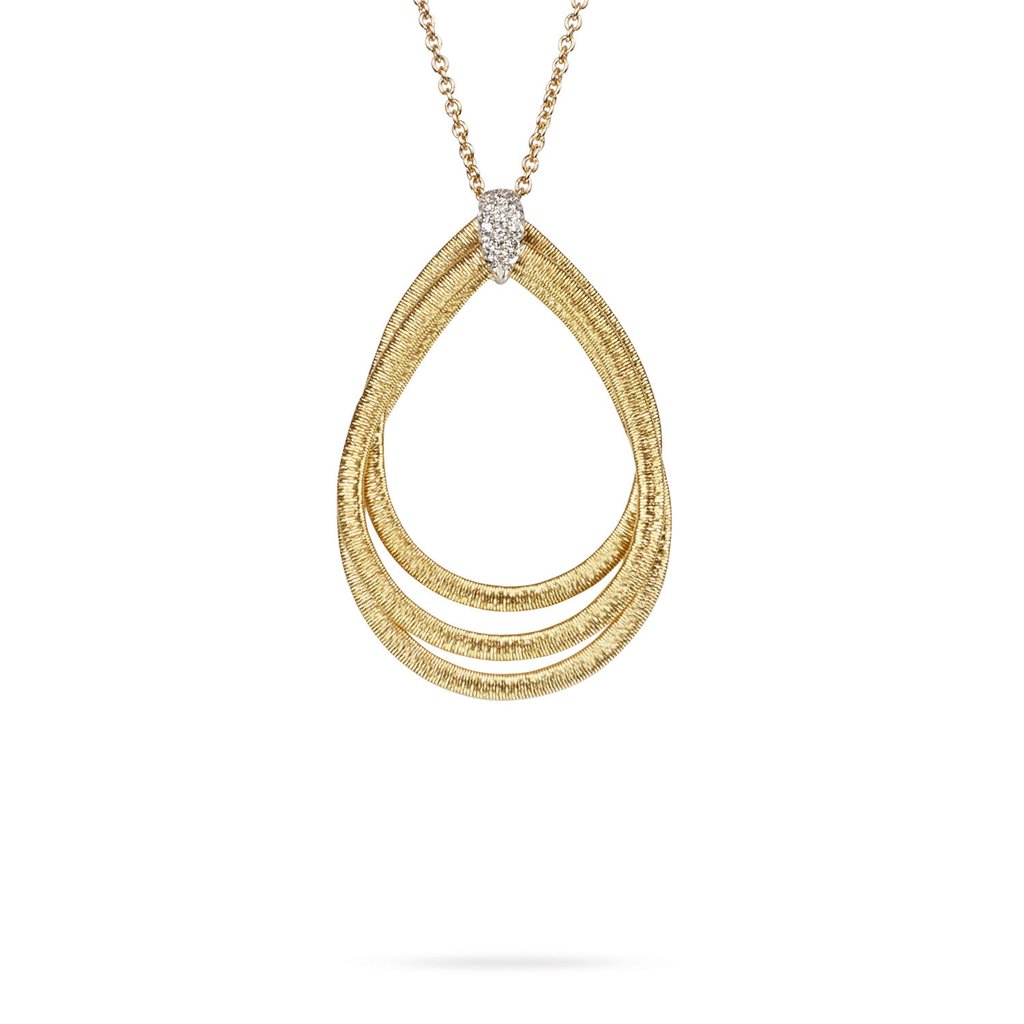 18K Yellow Gold  & Diamond Medium Woven Pendant