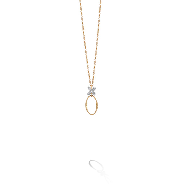 Marrakech Onde Collection 18K Yellow and White Gold Pendant with Diamond Flowers