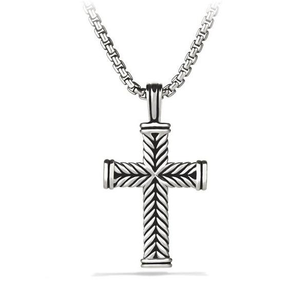 Chevron Cross Pendant in Sterling Silver