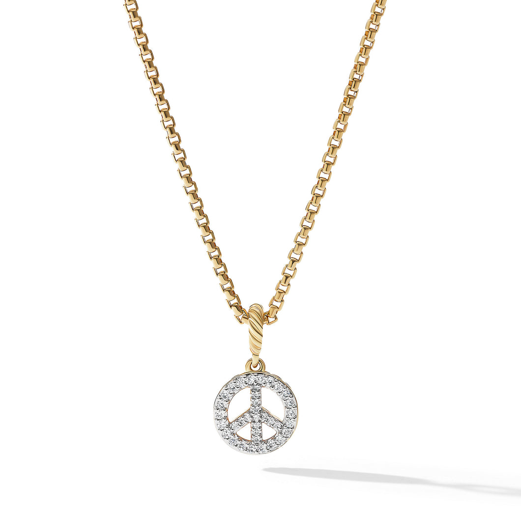Peace Sign Amulet in 18K Yellow Gold with Pave© Diamonds