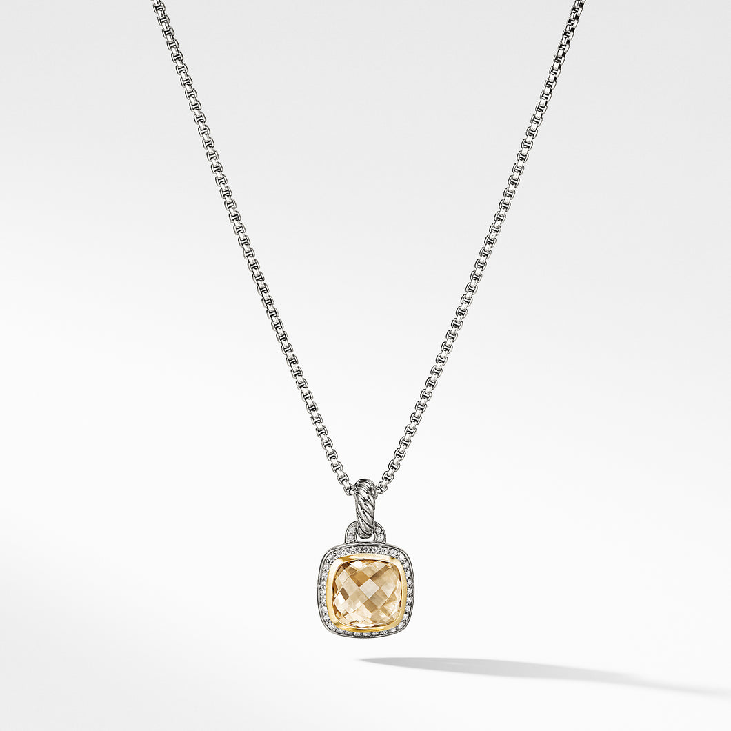 Pendant with Champagne Citrine and Diamonds with 18K Gold