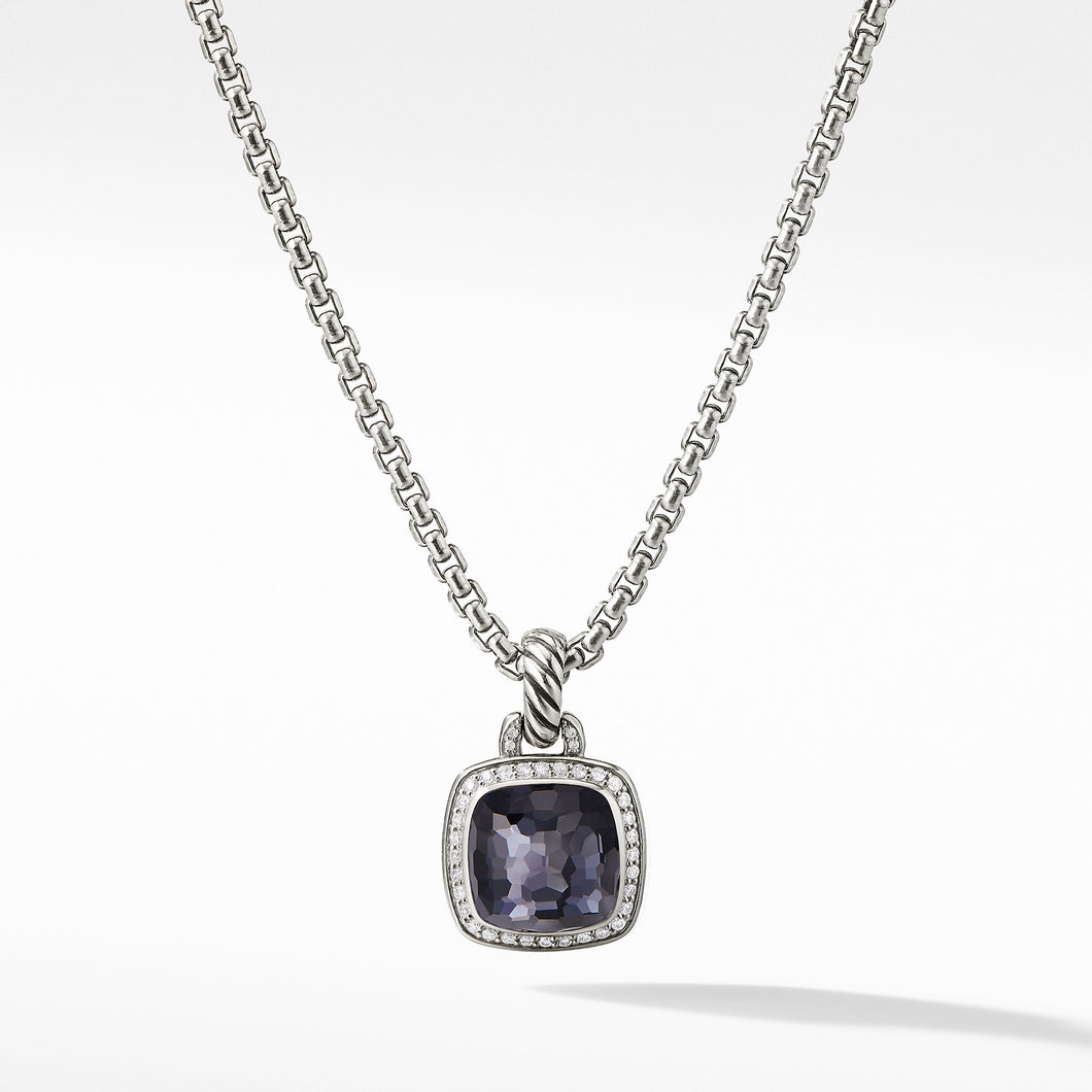 Pendant with Black Orchid and Diamonds