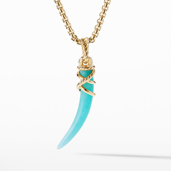 Tusk Amulet with Amazonite and 18K Yellow Gold