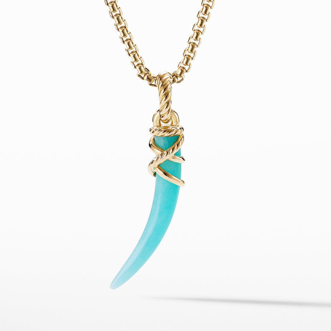 Tusk Amulet with Amazonite and 18K Yellow Gold