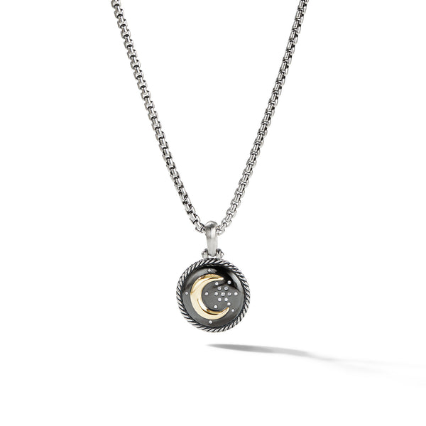 Moon and Star Amulet with Diamonds and 18k Yellow Gold