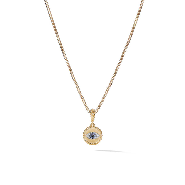 Evil Eye Amulet in 18K Yellow Gold with Pave© Blue Sapphires and Diamonds