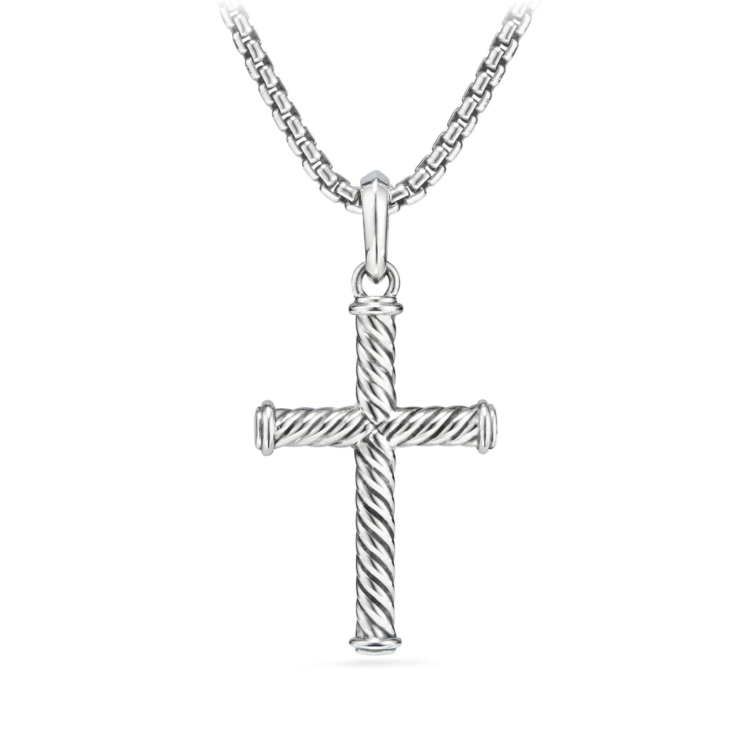 Cable Cross Pendant in Sterling Silver