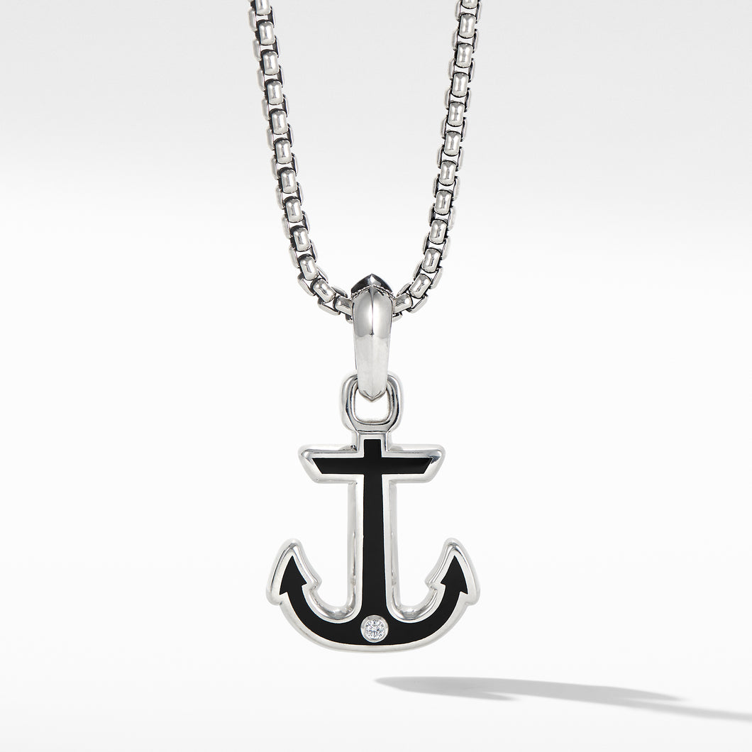 Maritime® Anchor Amulet with Black Onyx and Center Diamond