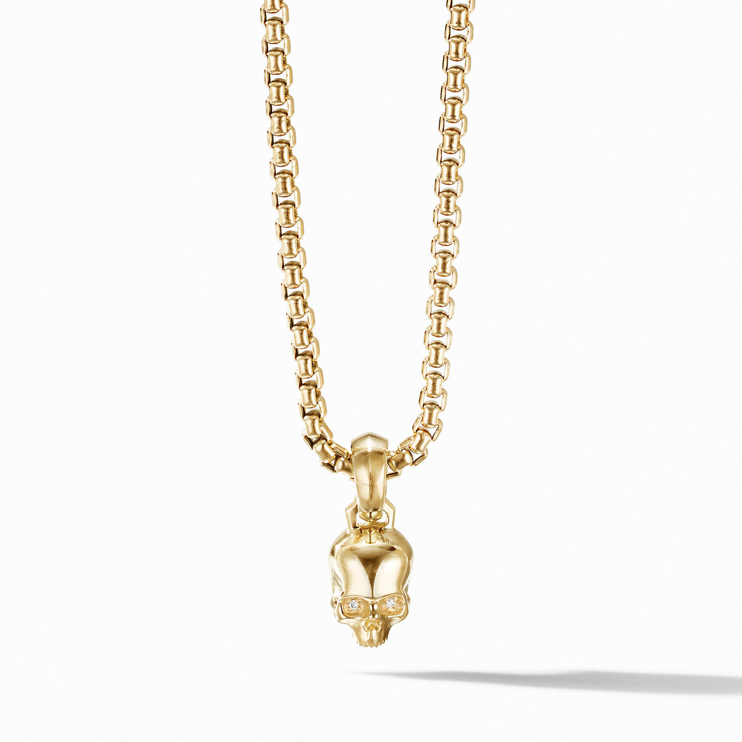 Extra Small Skull Charm in 18K Yellow Gold with Pave© Diamonds